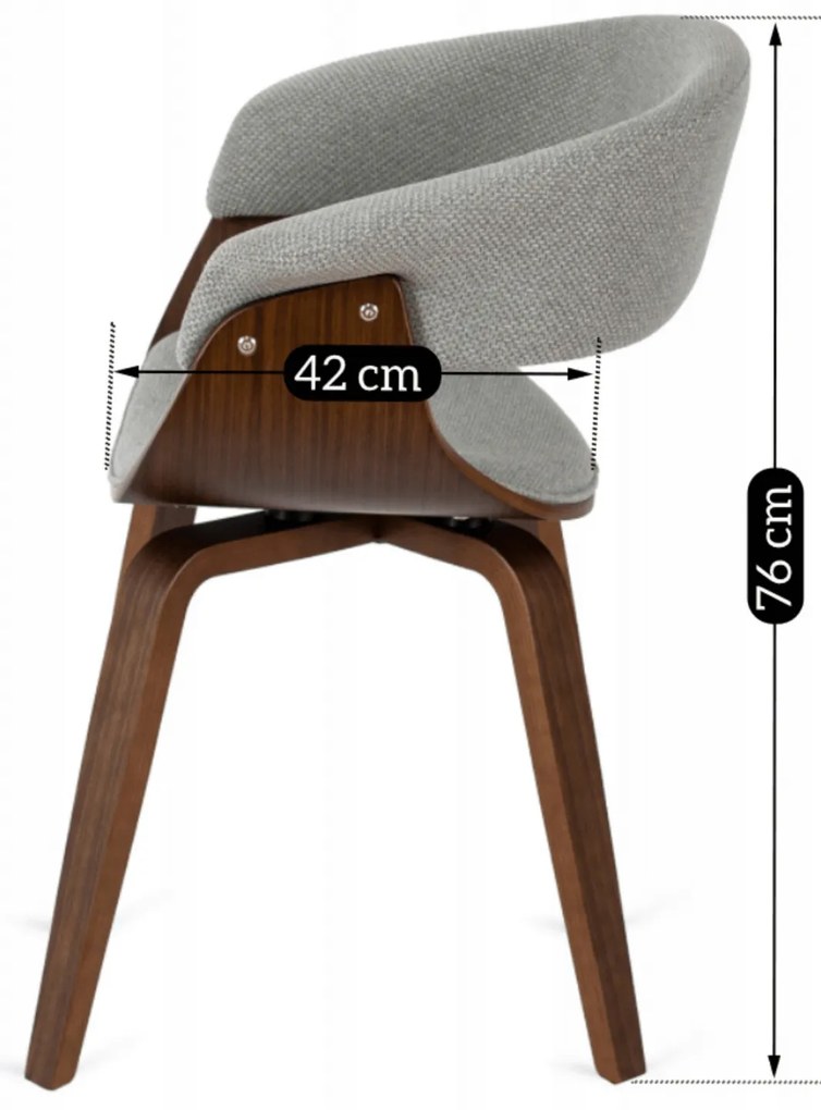 Krzesło Tapicerowane z Drewna Giętego GARY 2 Szare/Orzech Nowoczesne Loft