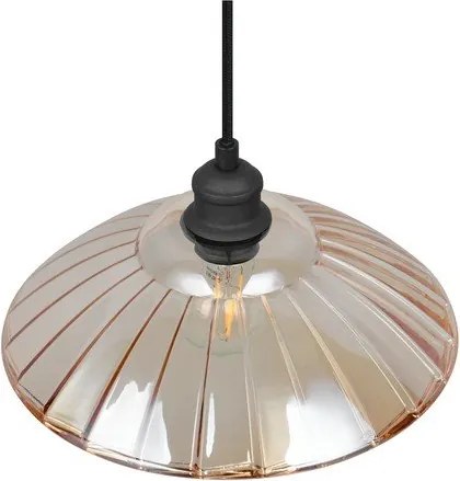 Czarno-bursztynowae metalowa lampa wisząca ze szklanym kloszem ø 29,5 cm Eluna – Reality