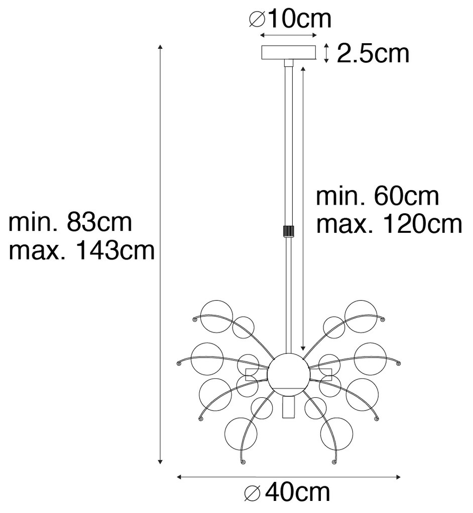 Designerska lampa wisząca mosiądz z przydymionym szkłem 4-light - ExplodeDesignerski Oswietlenie wewnetrzne