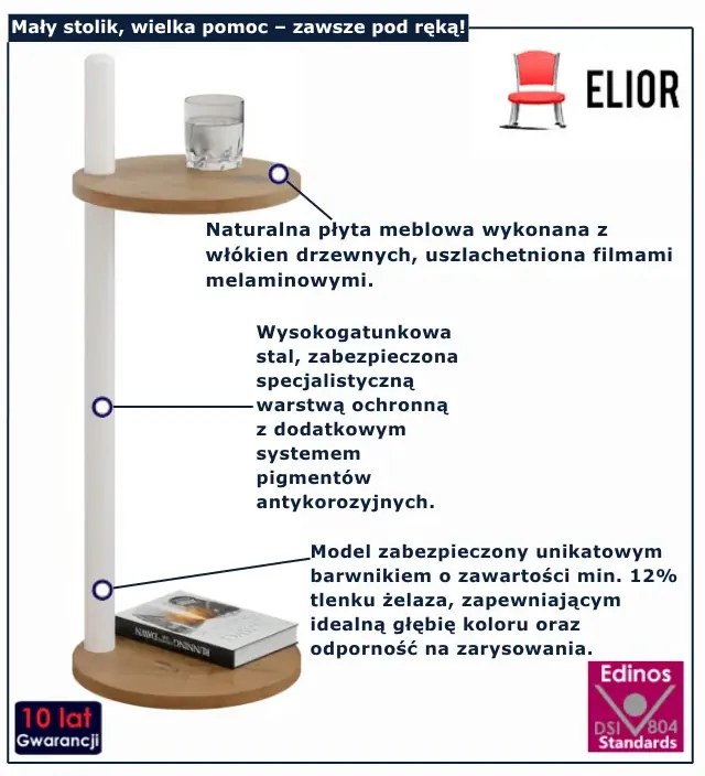 Nowoczesny stolik pomocniczny dąb lancelot + biały S7-F36