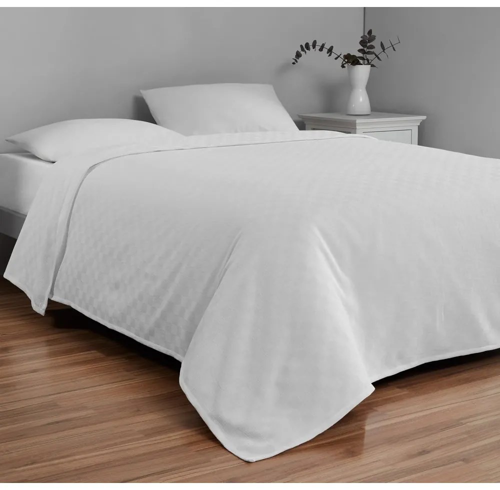 Biała bawełniana narzuta na łóżko dwuosobowe 200x230 cm Plain – Mijolnir