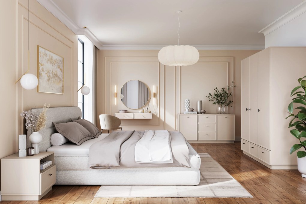 Szafka nocna Lorini z szufladą 45 cm - kaszmir / czarny uchwyt T-bar