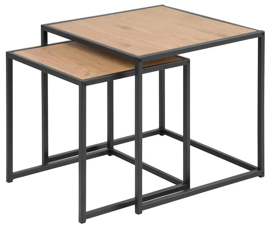 Zestaw 2 stolików konferencyjnych SARON dąb/czarny