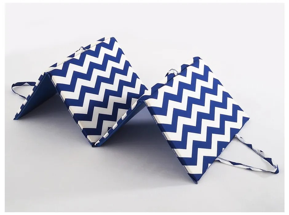 Biało-niebieska ogrodowa poduszka do siedzenia na leżak 49x137 cm Zig Zag – B.E.S.