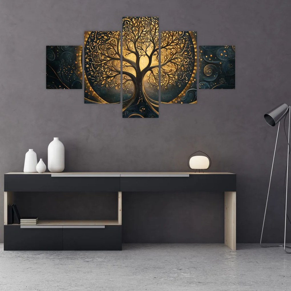 Obraz – Drzewo ze złotą aurą (125x70 cm)