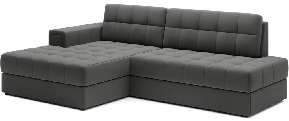 Szarobrązowy aksamitny rozkładany narożnik (lewostronny/z szezlongiem) Blezalt – ELTAP