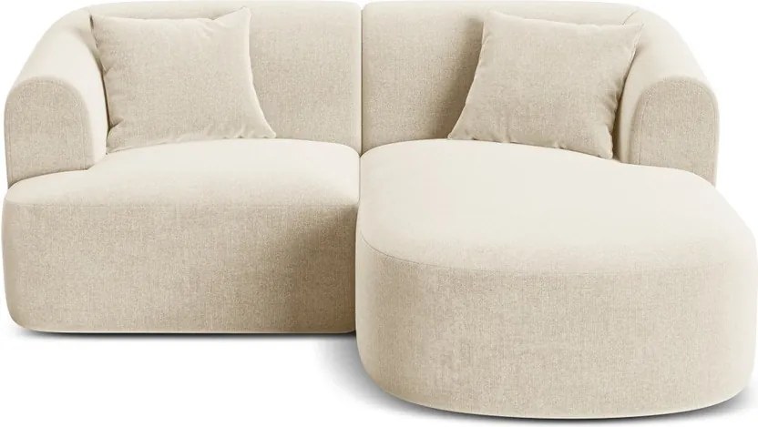 Beżowy aksamitny narożnik (prawostronny/z szezlongiem) Campi – Cosmopolitan Design