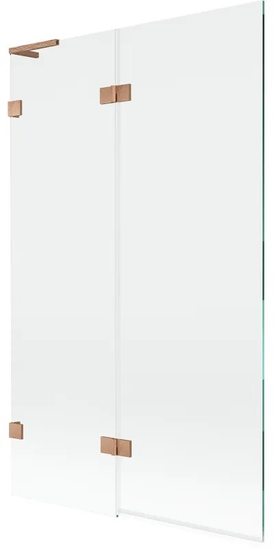 Mexen Lunar L parawan nawannowy 2-skrzydłowy lewy 110 x 150 cm, transparent, miedź szczotkowana - 897L-110-100-65-00-L
