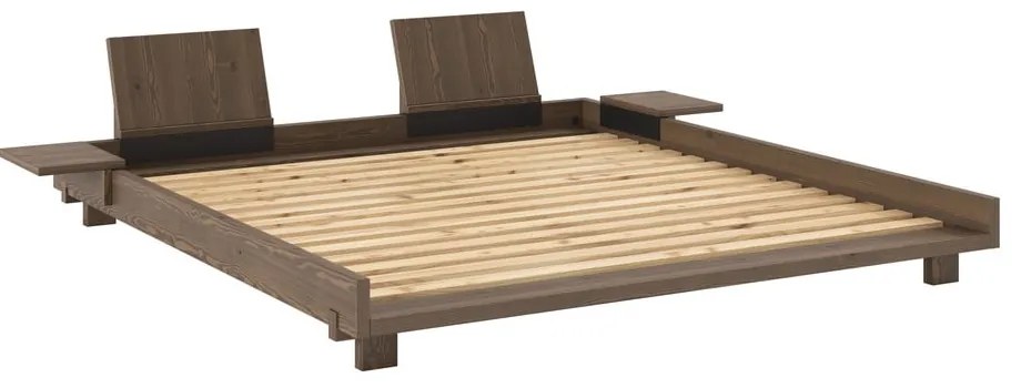 Brązowe łóżko dwuosobowe z litego drewna sosnowego ze stelażem 180x200 cm Social – Karup Design
