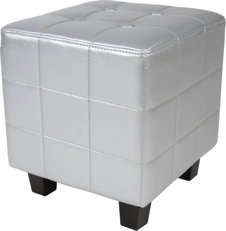 Krzesło klubowe Chesterfield ze stołkiem, srebrny