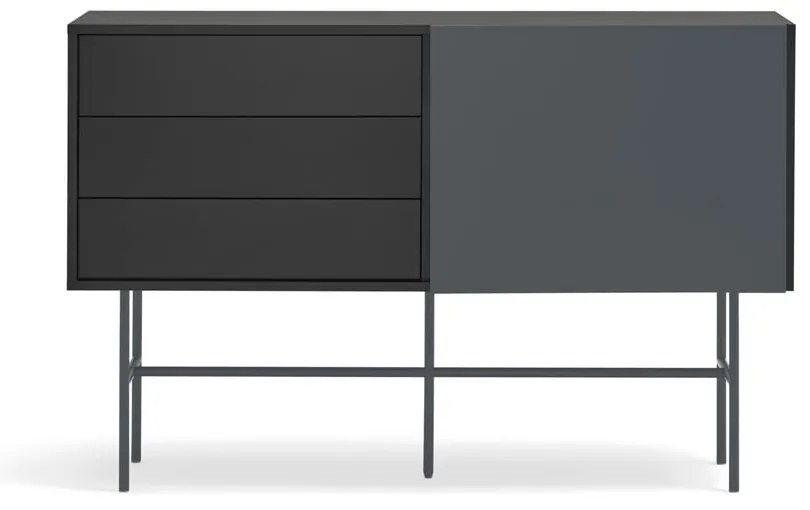 Czarno-antracytowa niska komoda z drzwiami przesuwnymi 140x91 cm Nube – Teulat