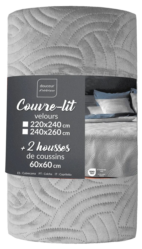 Welwetowy komplet pościeli SOLANGE, narzuta + 2 poszewki na poduszki