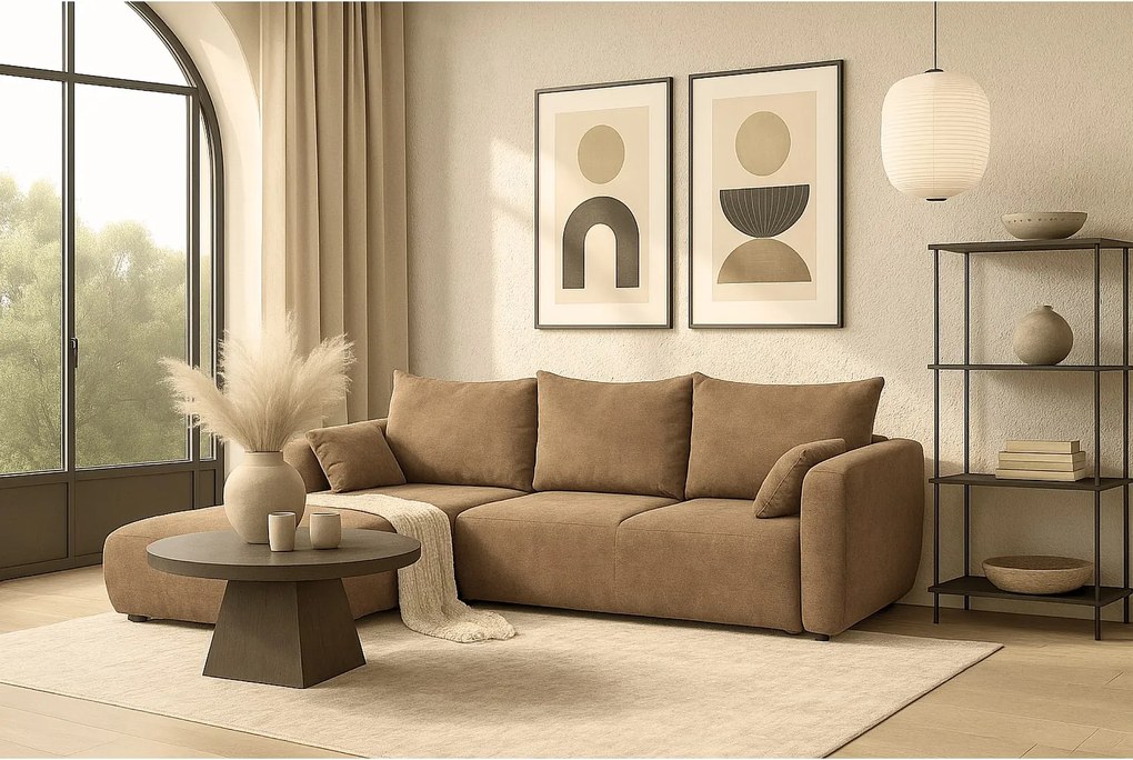 DALLAS – narożnik rozkładany lewy  255x165 cm, Raven  34 jasno brązowa