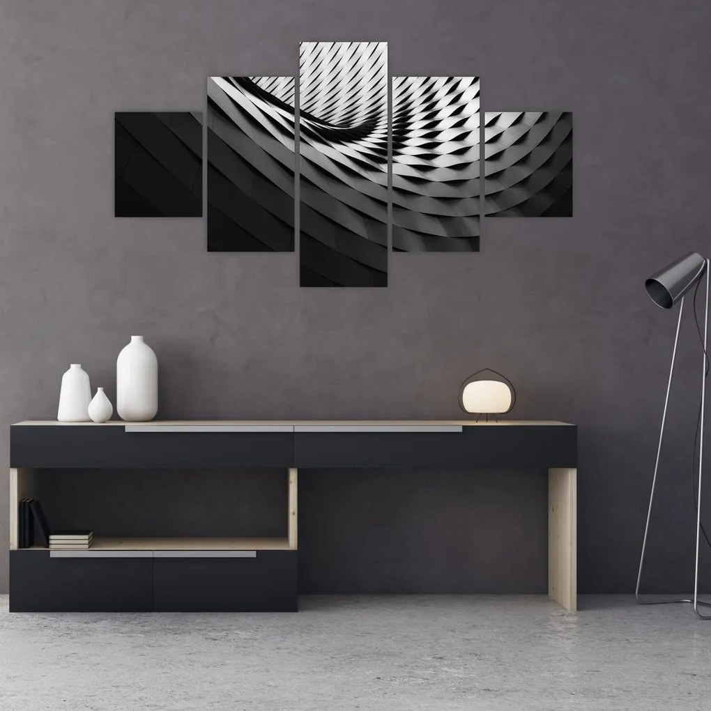 Abstrakcyjny obraz - czarno - biała spirala (125x70 cm)