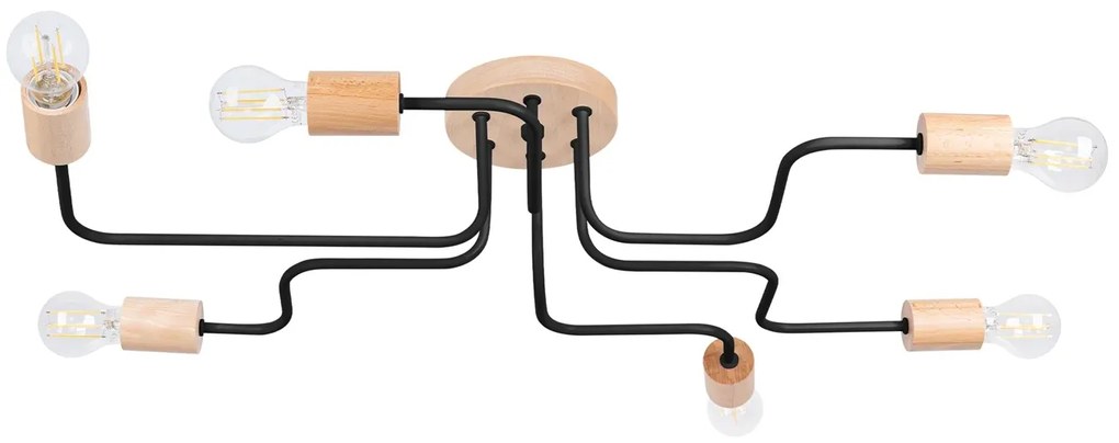 Żyrandol TIMBO 6 czarny SOLLUX LIGHTING