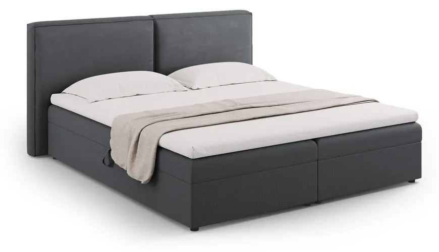 Ciemnoszare łóżko boxspring ze schowkiem 180x200 cm Arendal – Cosmopolitan Design