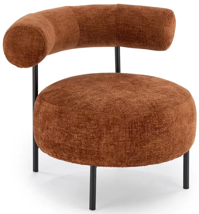 Cynamonowy designerski fotel wypoczynkowy - Roger