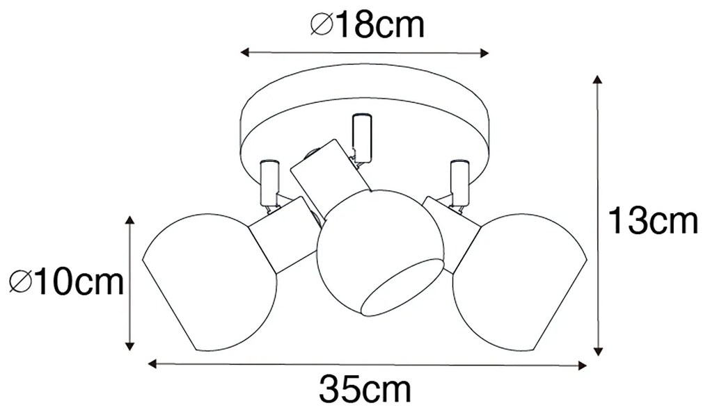 Inteligentny Plafon / Reflektorek / Spot / Spotow / Lampy sufitowe czarny z przydymionym szkłem w tym 3 Wifi P45 - Vidro ArtDeco Oswietlenie wewnetrzne