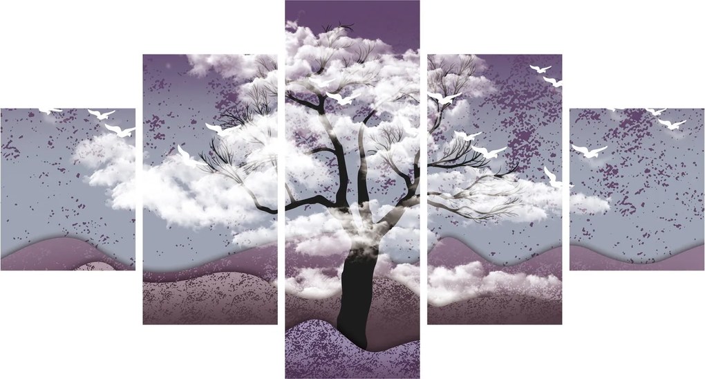 Obraz - Drzewo w chmurach (125x70 cm)