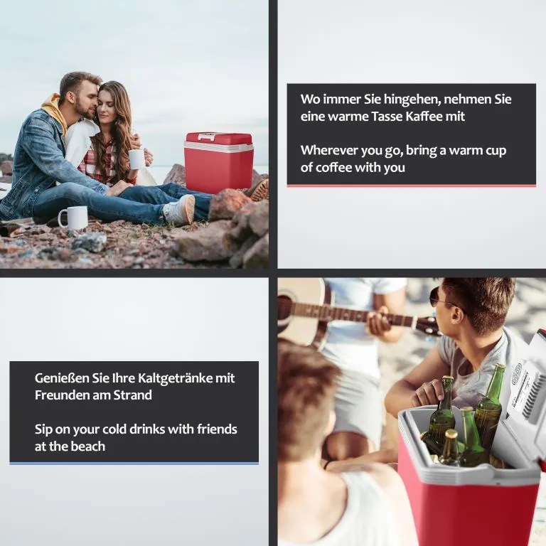 Chłodziarka elektryczna Jago 2 w 1, 20 l, czerwona