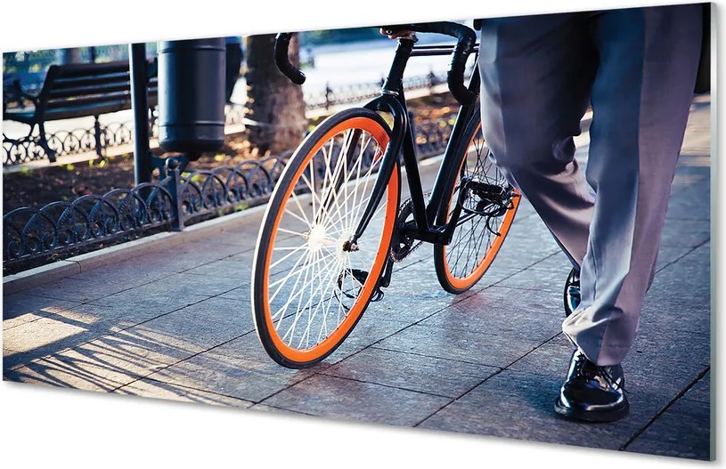 Panel szklany do Kuchni Nogi Rowerzysty w Mieście