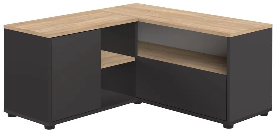 Czarna szafka pod TV w dekorze dębu 90x45 cm Angle – TemaHome