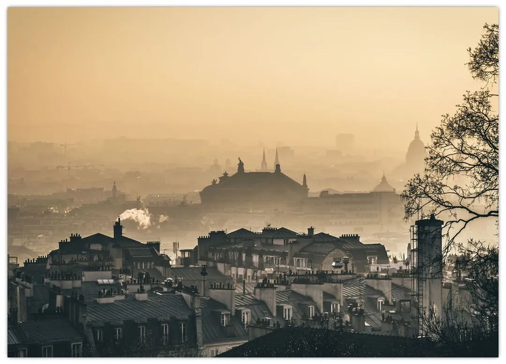 Obraz na szkle - Miasto pod mgłą (70x50 cm)