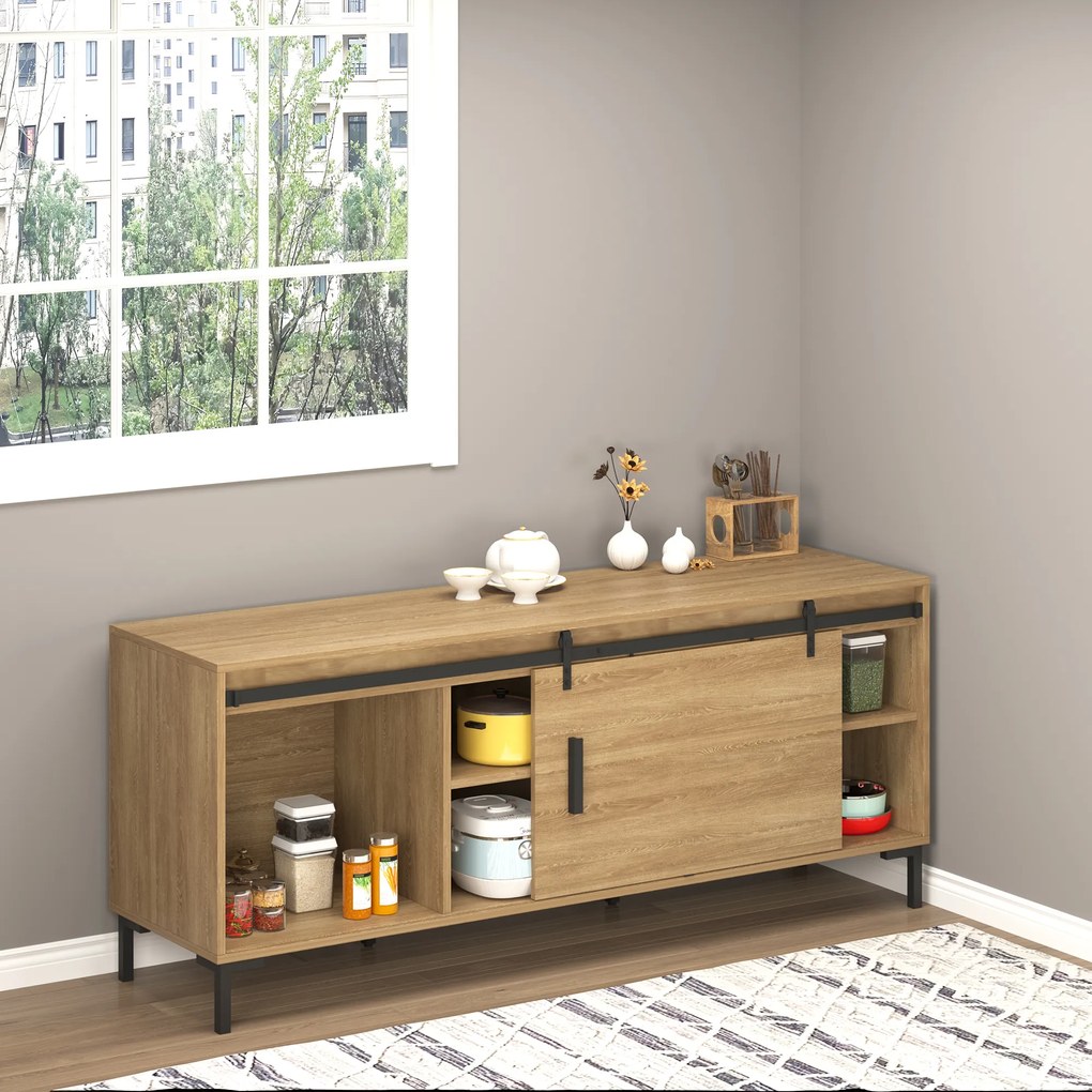 HOMCOM Zestaw do Drzwi Przesuwnych Prowadnica Stal Węglowa Czarna do Drewnianych Drzwi 183x06x18cm | Aosom PL