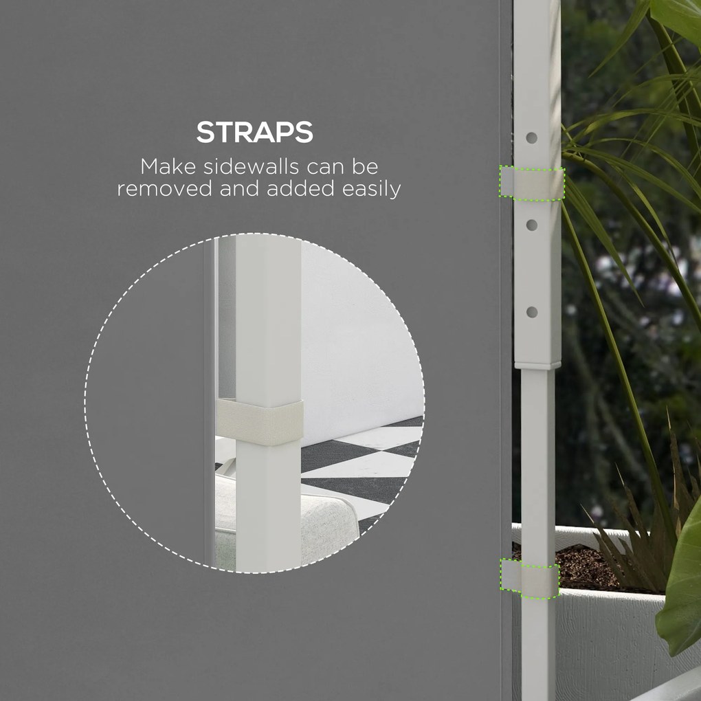 Outsunny Zasłony do pawilonu, zestaw 2 szt., do pawilonów 3x3 m lub 3x6 m, z oknami i drzwiami, jasnoszary | Aosom PL