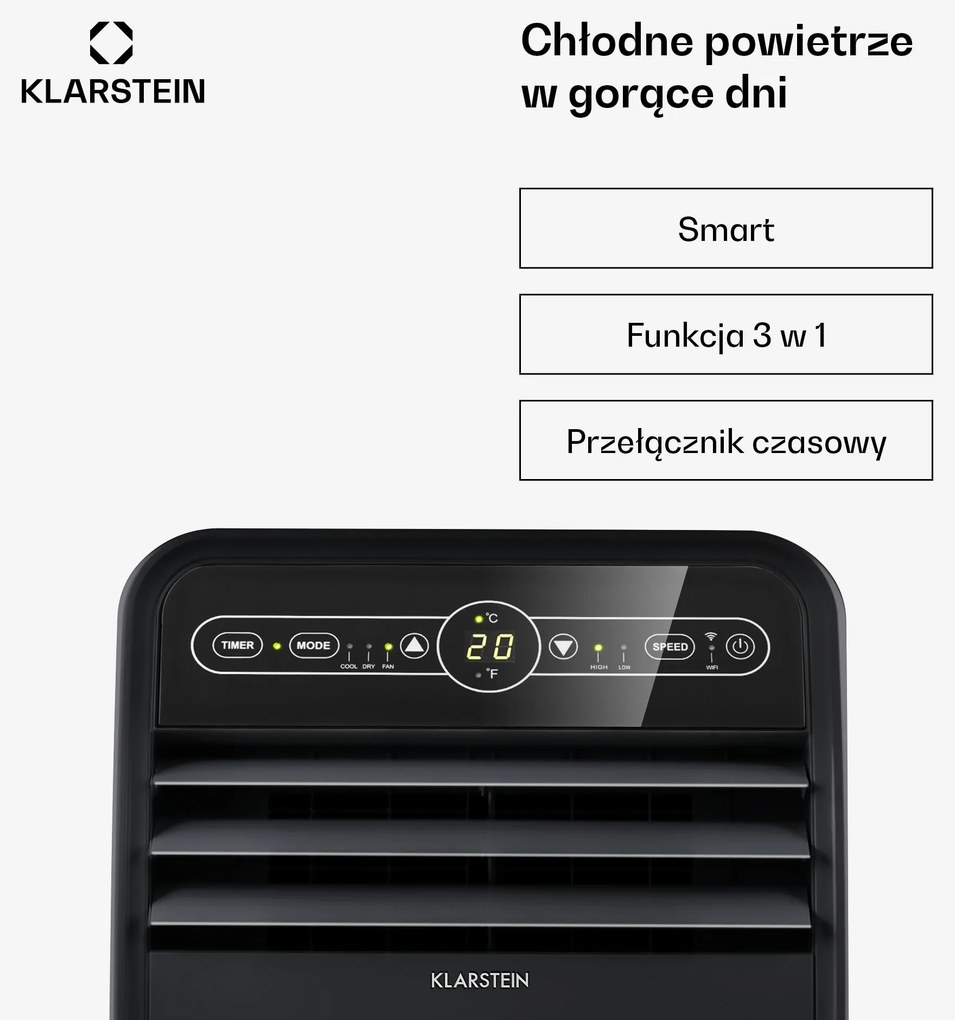 Klarstein Metrobreeze Smart 7000 BTU Klimatyzacja Przenośna Czarny