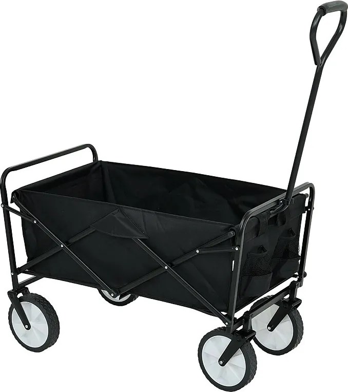 Składany wózek plażowy TYRS z plastikowymi kółkami maksymalny udźwig 120 kg w kolorze czarnym