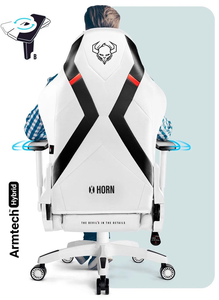 Fotel gamingowy Diablo X-Horn 2.0 King Size, biało-czarny