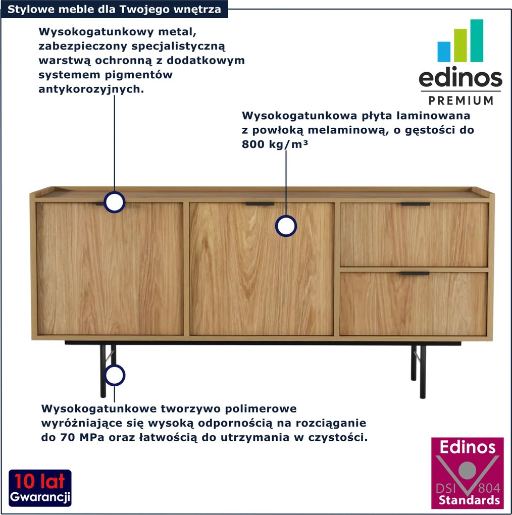 Komoda z 2 szufladami i szafką hikora naturalna A6-A56