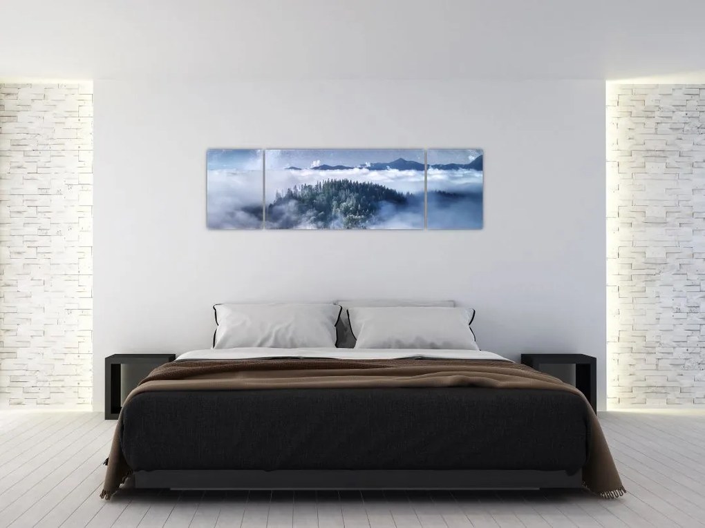 Obraz lasu we mgle (170x50 cm)