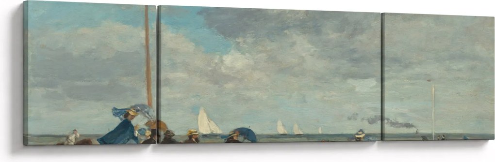 Obraz - Eugène Boudin, Beach at Trouville, reprodukcje (170x50 cm)