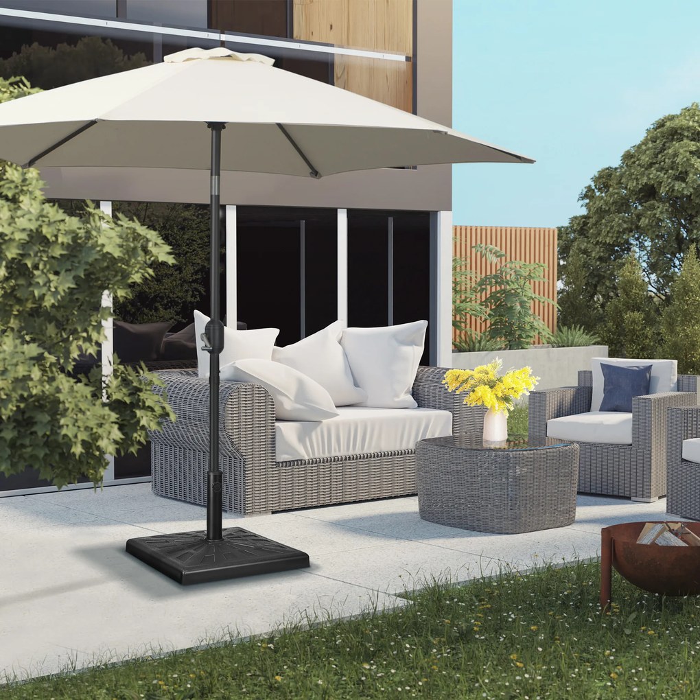 Outsunny Stojak na parasol słoneczny Uchwyt na parasol Podpora na parasol, odporny na warunki atmosferyczne, 51 cm x 51 cm x 32W cm, Czarny