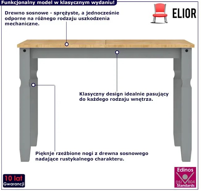 Klasyczny drewniany stół szary + miodowy brąz 30x12x4 W1-P49