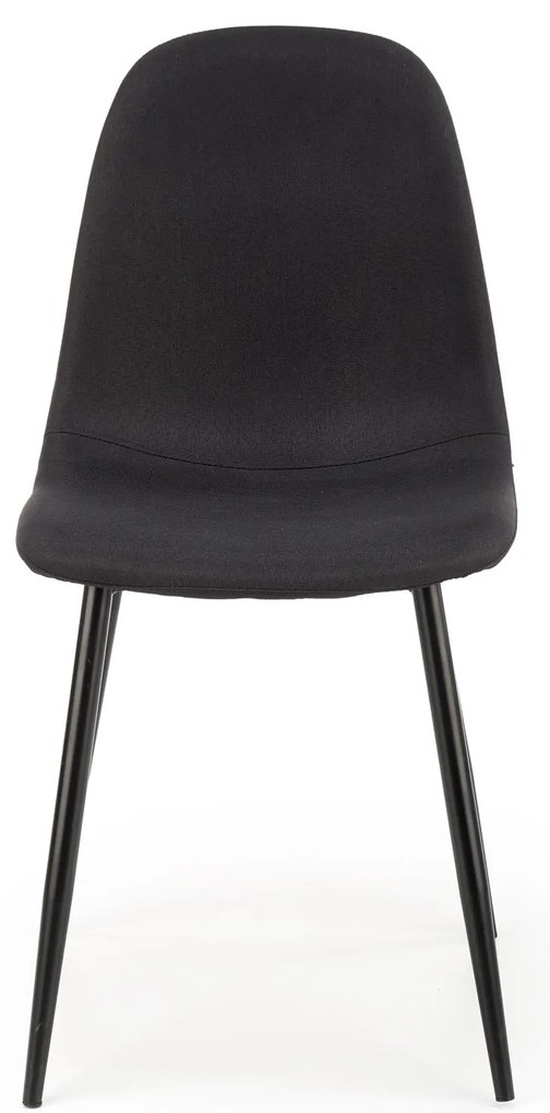 Krzesło czarne tapicerowane, tkaniną, na czarnych nogach K449