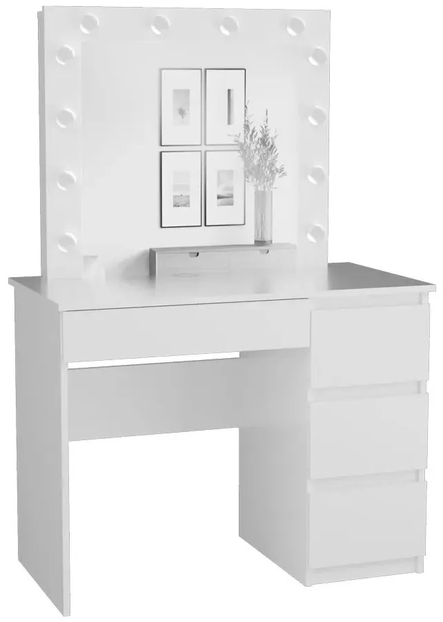 Biała skandynawska toaletka z lustrem scenicznym M2-H83