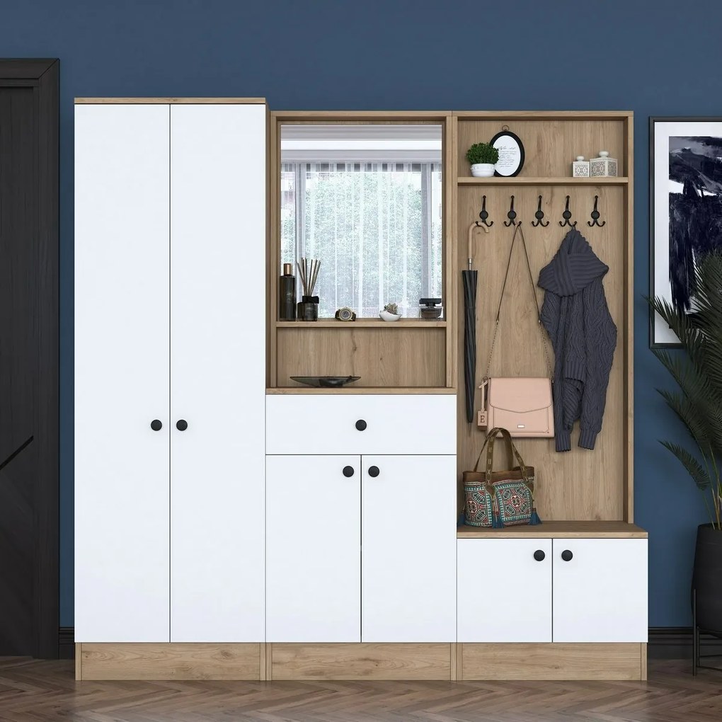 Zestaw do przedpokoju Pome White and Walnut I