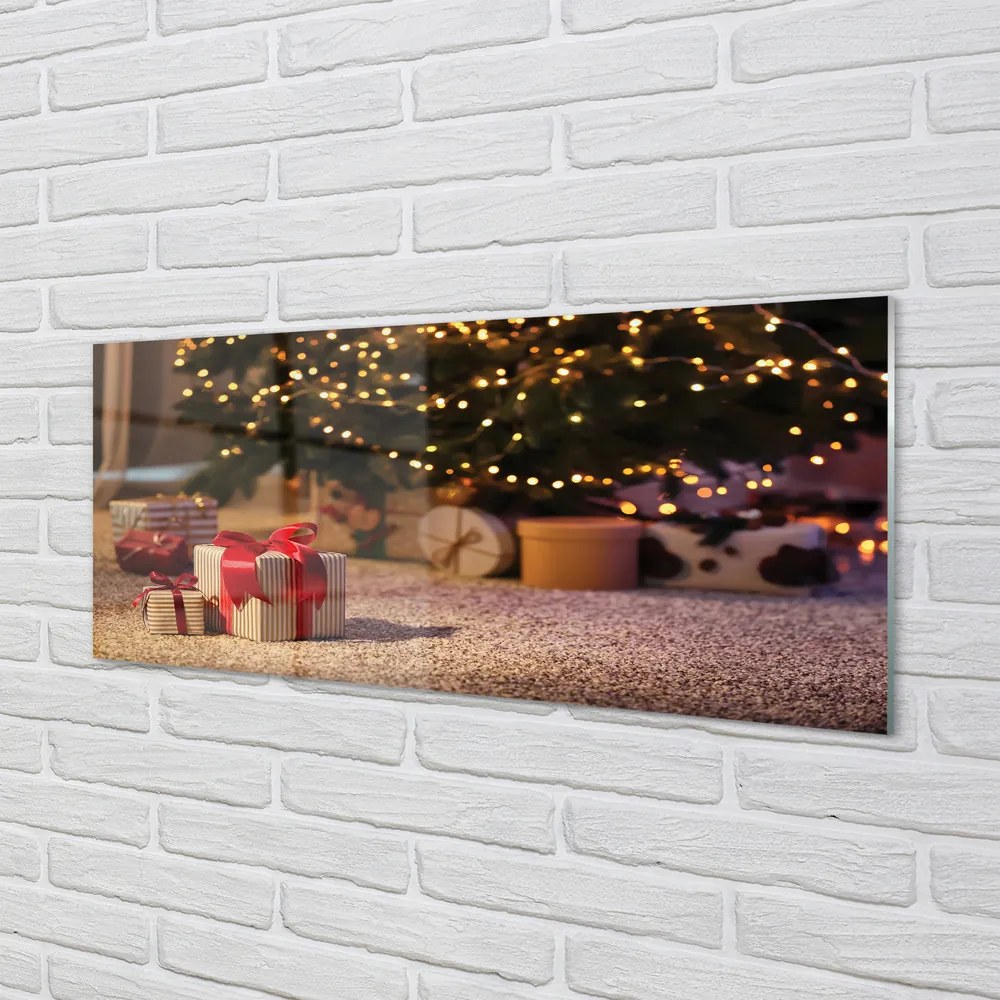 Szklany Panel Bożonarodzeniowe Prezenty pod Choinką