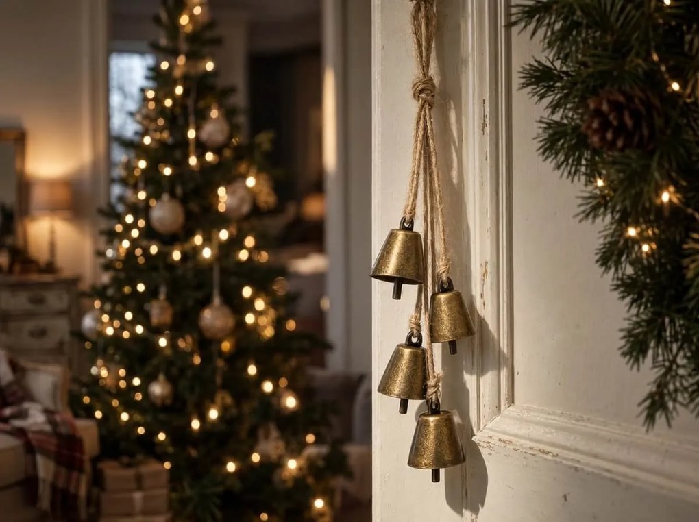 Świąteczna zawieszka dekoracyjna GOLDEN BELLS 35 cm, złota