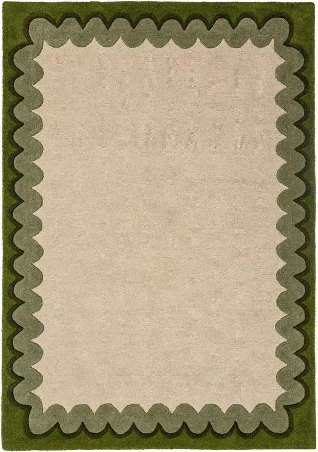 Zielony/w naturalnym kolorze wełniany dywan tkany ręcznie 200x290 cm Wiggle Wool – Flair Rugs