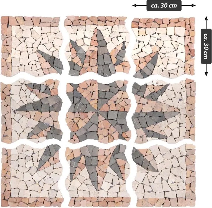 Mozaika marmurowa, motyw Róża Wiatrów, 90 x 90 cm