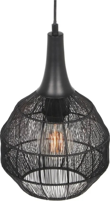 Lampa wisząca w kolorze matowej czerni z metalowym kloszem Soraya – Trio