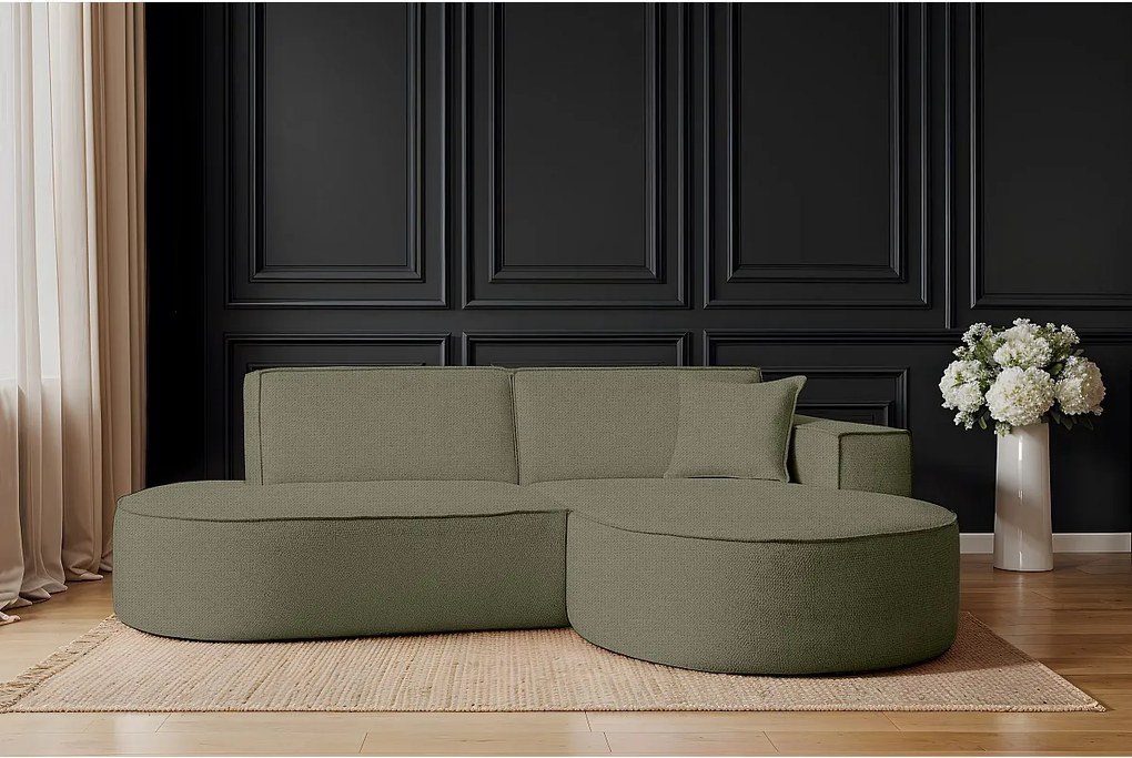 Narożnik Modena Studio, tkanina szenilowa Artico, Moss, Prawy