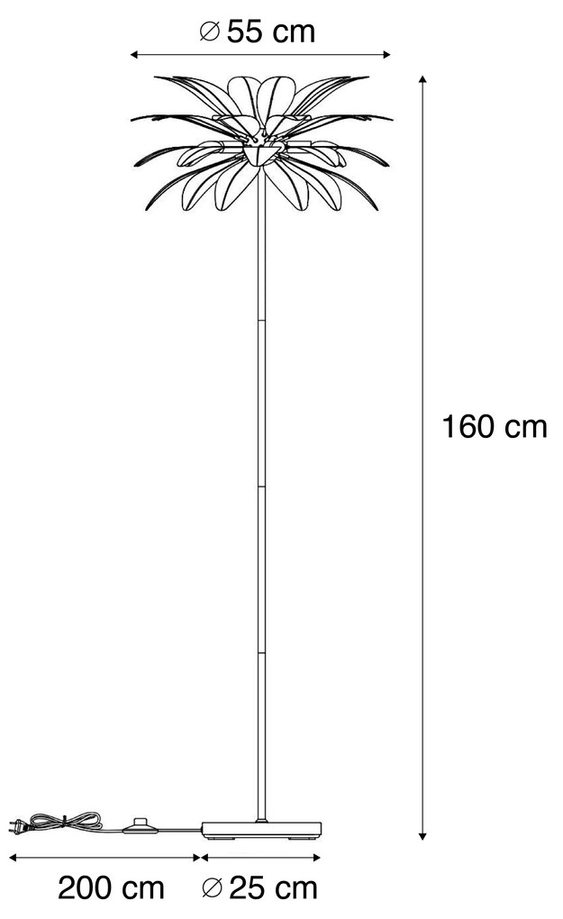 Lampa podłogowa Art Deco czarna z czarnymi piórami - Peahen ArtDeco Oswietlenie wewnetrzne