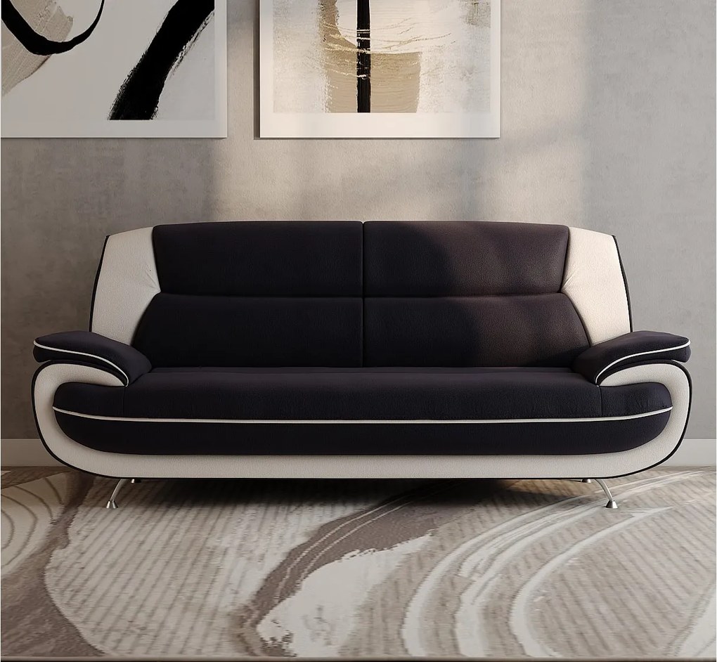 Sofa trzyosobowa, tkanina Soft, czarno-biała, Palermo