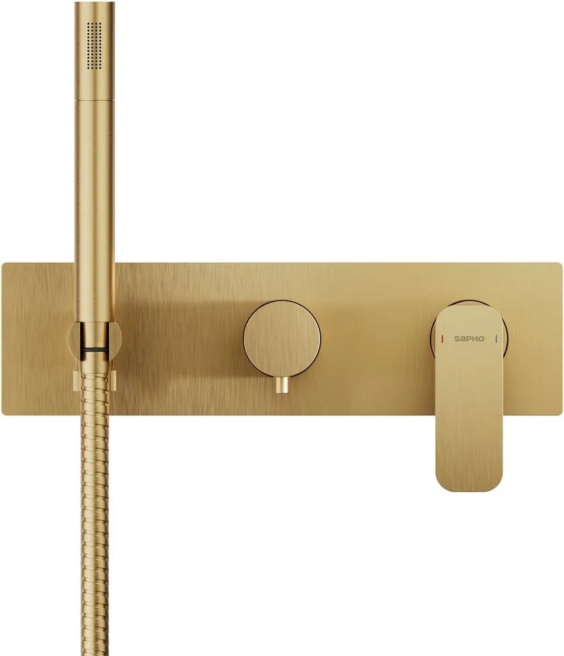Bateria prysznicowa podtynkowa w kolorze złota (2 otwory) Spy – Sapho
