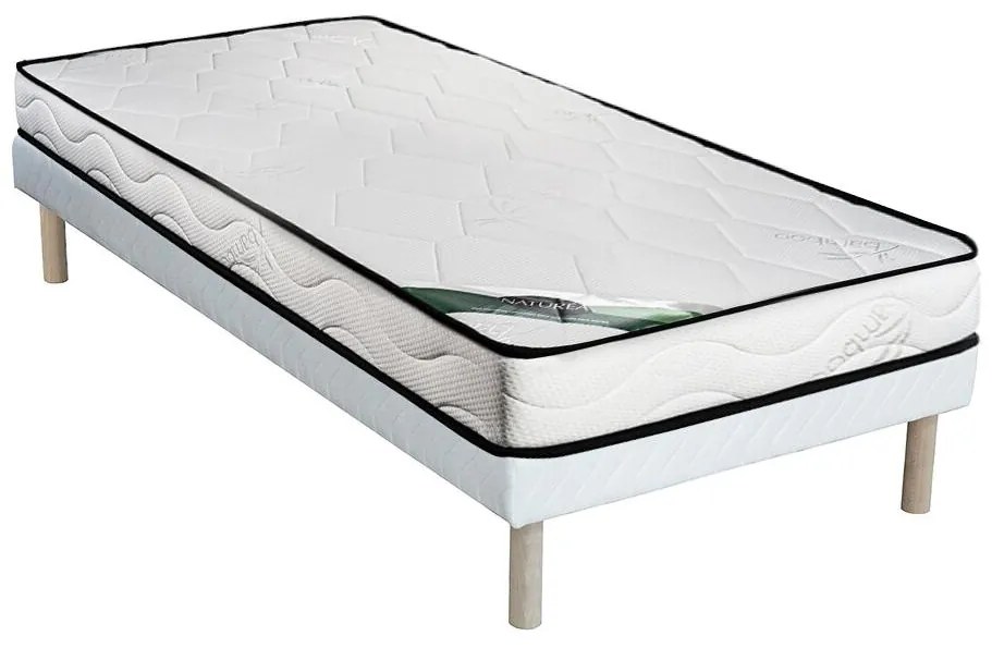 Zestaw 90 x 190 cm stelaż uniwersalny + materac piankowy z bambusowym pokrowcem - KANANI marki NATUREA